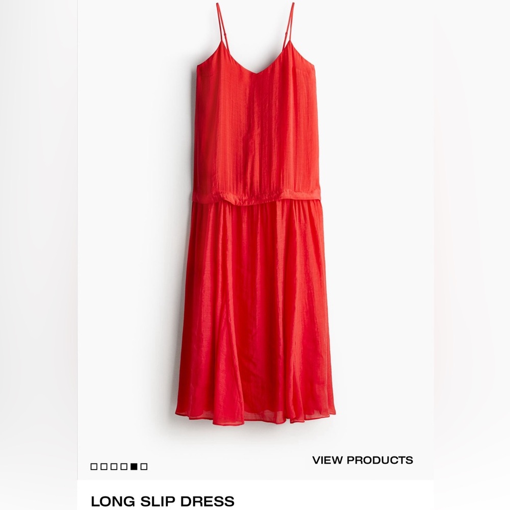 ISO H&M red maxi slip dress.